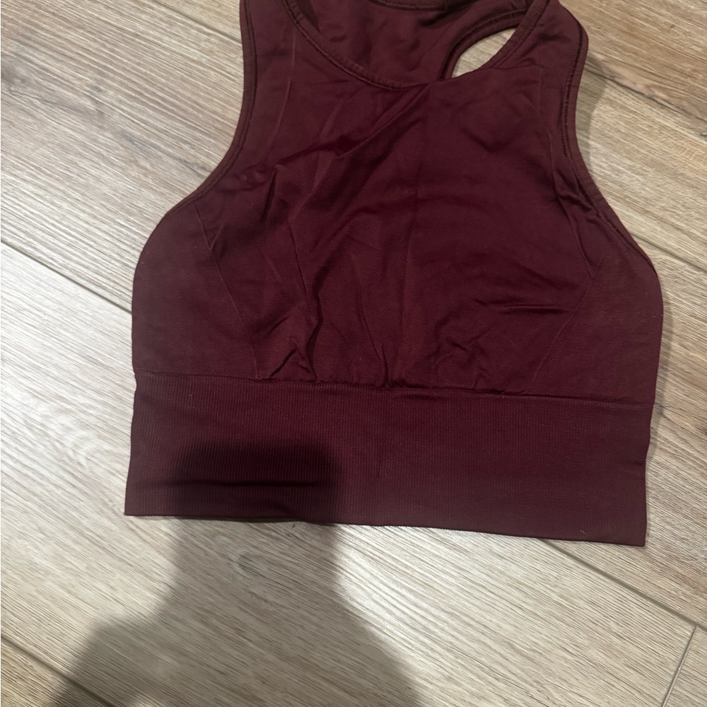 lululemon athletica EBB to street Burgundy Crop Top